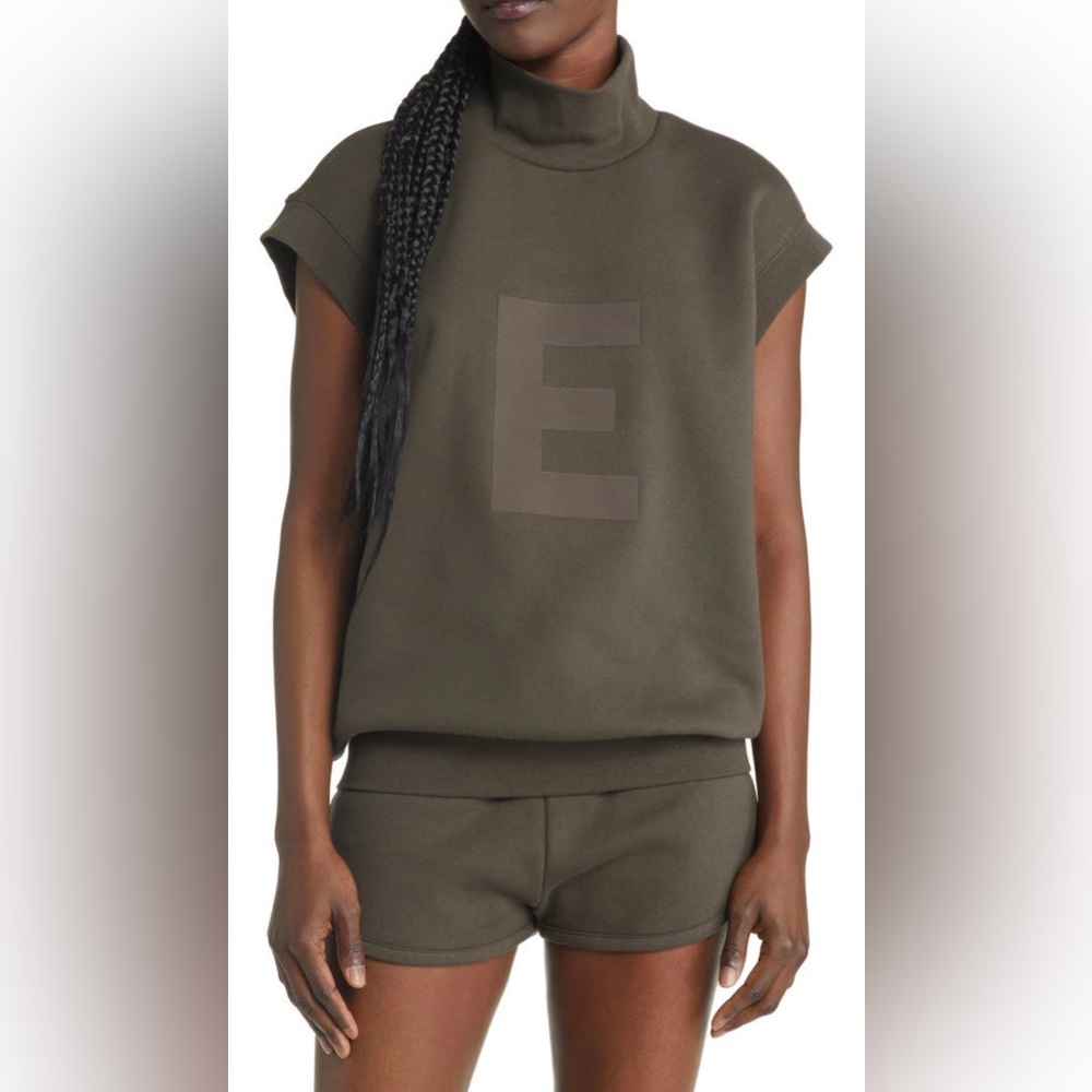Fear of God Olive Green Short Sleeve Turtleneck Sweatshirt